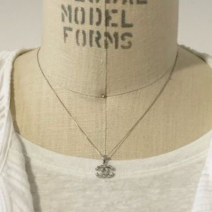 Sterling Silver Cubic Zirconia CC Logo Pendant